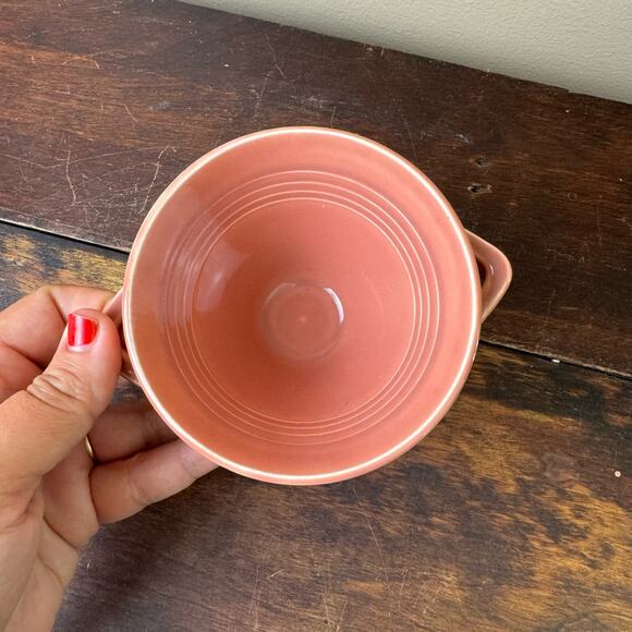 Vintage 1940s Harlequin Homer Laughlin Rose Sugar Bowl‎ Art Deco Handles - Picture 4 of 6